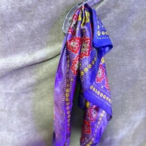Vibrant Purple and Red Patterned Scarf